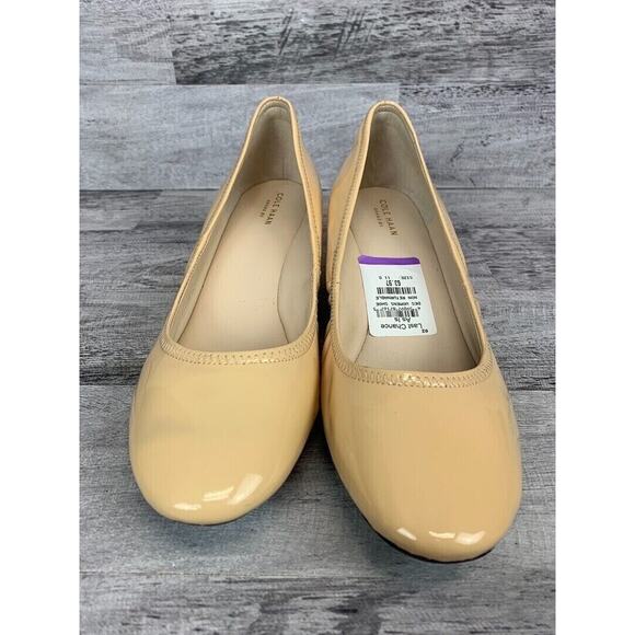 Cole Haan Womens Tan Patent Leather Low Wedge Pumps Size 11B - Picture 2 of 8